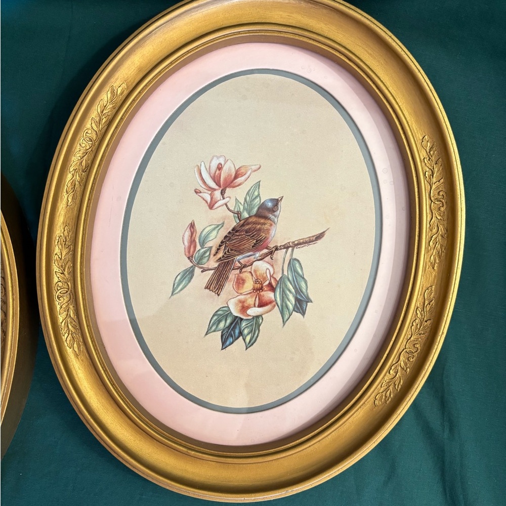 Gold Oval Framed Bird Art Set - Picture 8 of 8